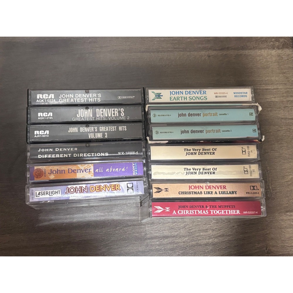 John Denver Cassette Tape Lot of 13 Greatest Hits Christmas Muppets Earth Songs